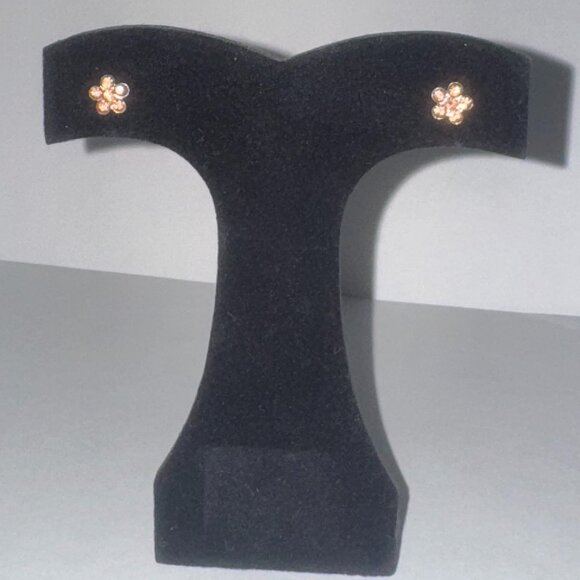 7mm Pink Flower Cz And Sterling Post Earrings - Picture 1 of 14